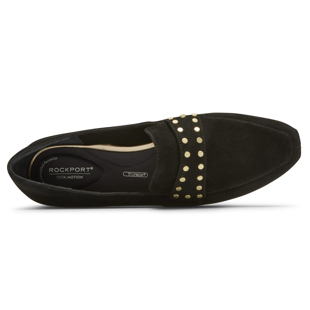 Rockport Womens Total Motion Laylani Studded - Loafers Black - TQN142036